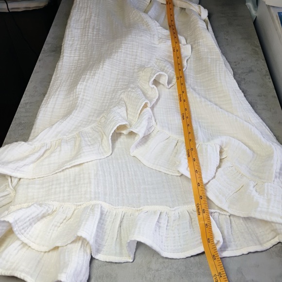 Hammacher Schlemmer UPF 30 Turkish Cotton Cover Up Wrap Dress Ecru Womens S/M - Picture 12 of 13